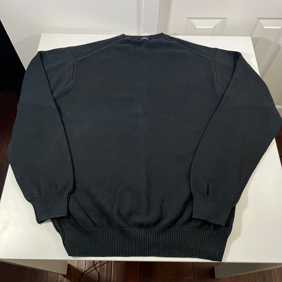 Nautica Mens XL Black 100% Cotton Long‎ Sleeve Crewneck Knit Sweater Casual Prep - Picture 2 of 8